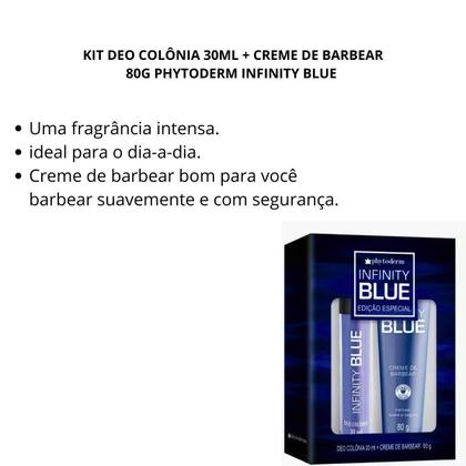Imagem de Kit Deo Colônia 30ml + Creme de Barbear 80g Phytoderm Infinity Blue
