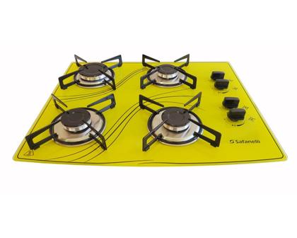 Imagem de Kit Depurador Embutir 60cm Cooktop 4 Bocas Amarelo Safanelli