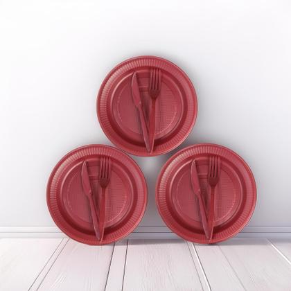 Imagem de Kit descartáveis Para churrasco Festa Vermelho Perolado 30pç