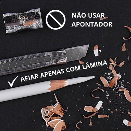 Imagem de Kit Desenho Técnico Realista Sombreamento Profissional 12 Lápis graduado e 3 Lápis Carvão Branco