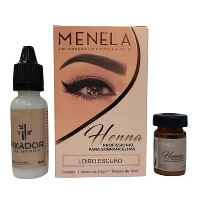 Imagem de Kit Design de Sobrancelha Menela Henna + Navalha +Pinca + Tesoura + Lapis + Pincel Duplo +Paquimetro
