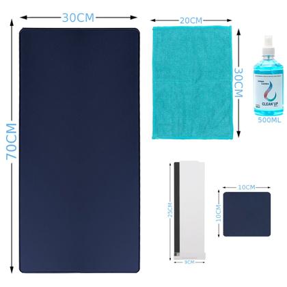 Imagem de Kit Desk pad 70x30cm + Suporte Para Tela + Produtos De Limpeza e Porta Copo