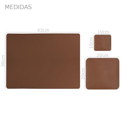 Imagem de Kit Deskpad Para Mouse Tablet 43x30cm + 20x20cm + Limpa Tela + Apoio De Copos