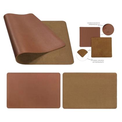 Imagem de Kit Deskpad Para Mouse Tablet 43x30cm + 20x20cm + Limpa Tela + Apoio De Copos