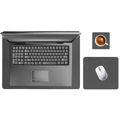 Imagem de Kit Deskpad Para Mouse Tablet 43x30cm + 20x20cm + Limpa Tela + Apoio De Copos