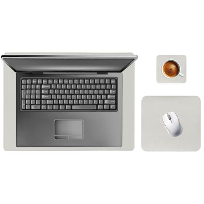 Imagem de Kit Deskpad Para Mouse Tablet 43x30cm + 20x20cm + Limpa Tela + Apoio De Copos
