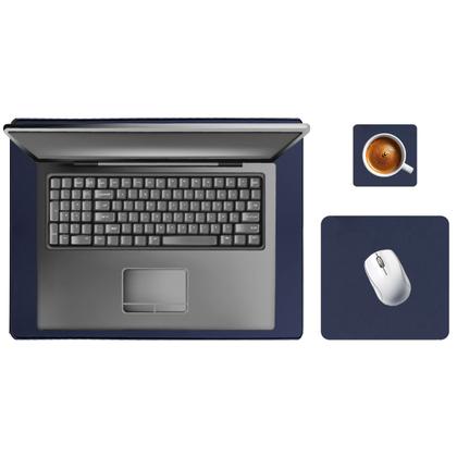 Imagem de Kit Deskpad Para Mouse Tablet 43x30cm + 20x20cm + Limpa Tela + Apoio De Copos