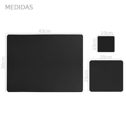 Imagem de Kit Deskpad Para Mouse Tablet 43x30cm + 20x20cm + Limpa Tela + Apoio De Copos