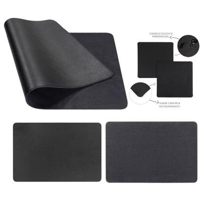Imagem de Kit Deskpad Para Mouse Tablet 43x30cm + 20x20cm + Limpa Tela + Apoio De Copos
