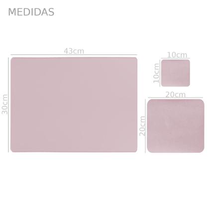 Imagem de Kit Deskpad Para Mouse Tablet 43x30cm + 20x20cm + Limpa Tela + Apoio De Copos