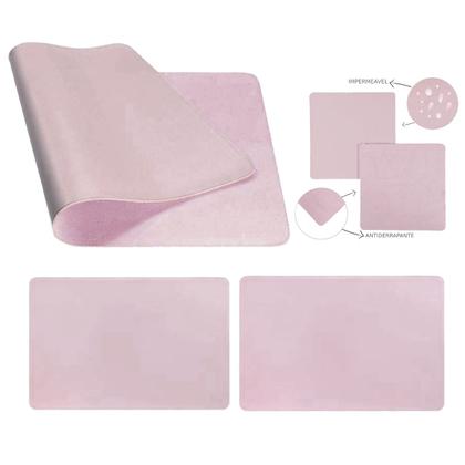 Imagem de Kit Deskpad Para Mouse Tablet 43x30cm + 20x20cm + Limpa Tela + Apoio De Copos