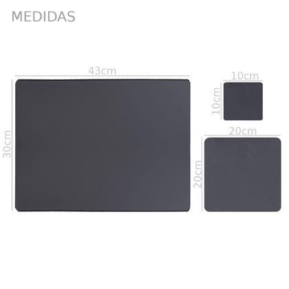 Imagem de Kit Deskpad Para Mouse Tablet Notebook 43x30cm + 20x20cm + Apoio De Copos