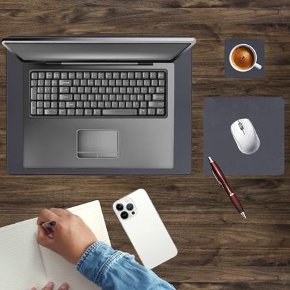 Imagem de Kit Deskpad Para Mouse Tablet Notebook 43x30cm + 20x20cm + Apoio De Copos