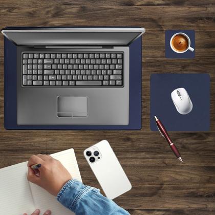 Imagem de Kit Deskpad Para Mouse Tablet Notebook 43x30cm + 20x20cm + Apoio De Copos