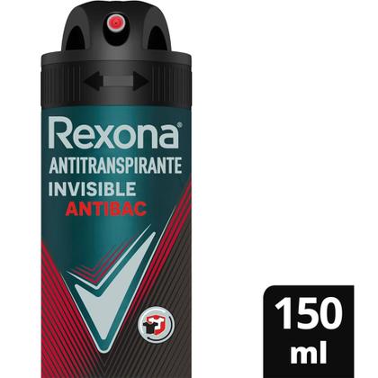 Imagem de Kit Desodorante Aerosol Rexona Antibacterial + Invisible Masculino 150ml - 2 unidades