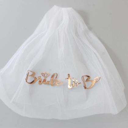 Imagem de Kit Despedida de Solteira Bride to Be com Véu, Faixa , Tiara e Tatuagem