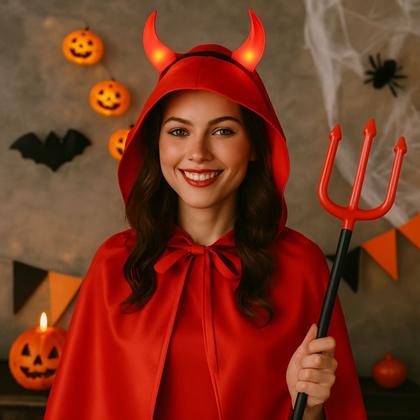 Imagem de Kit Diabinha Com Capa, Tiara e Tridente