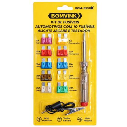 Imagem de Kit Diagnóstico Elétrico Automotivo Fusíveis 12V e Acessórios BOM5531