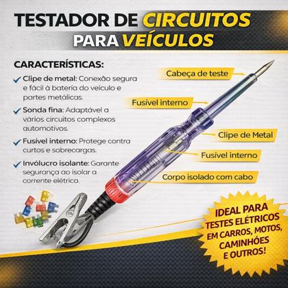 Imagem de Kit Diagnóstico Elétrico Automotivo Fusíveis 12V e Acessórios BOM5531