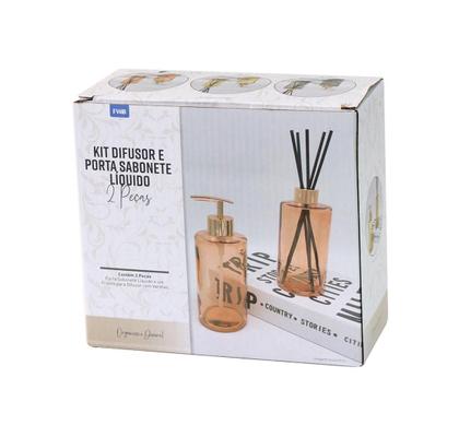Imagem de Kit difusor com porta sabonete liquido de vidro 340ml