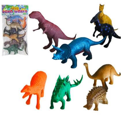 Imagem de Kit Dinosssauros 64 Blocos de Montar 8 Miniaturas Brinquedo