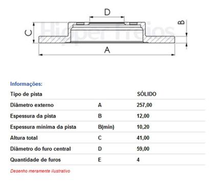 Imagem de Kit Disco Freio Pastilha Uno Way Vivace 2010 A 2021 Solido
