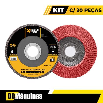 Imagem de Kit Discos Flap Grão 60 Aço Cônico 4.1 2 Fasterr FSTC07