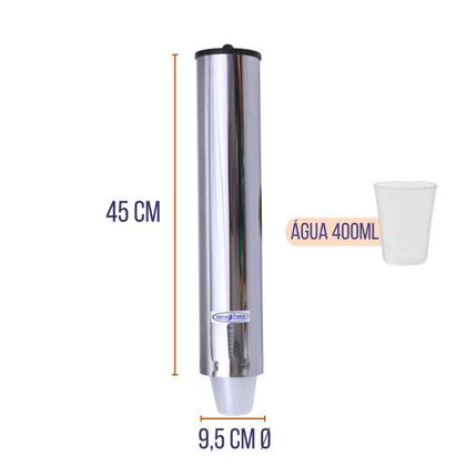 Imagem de Kit Dispenser 300/400ml Suporte Copos Descartáveis Inox