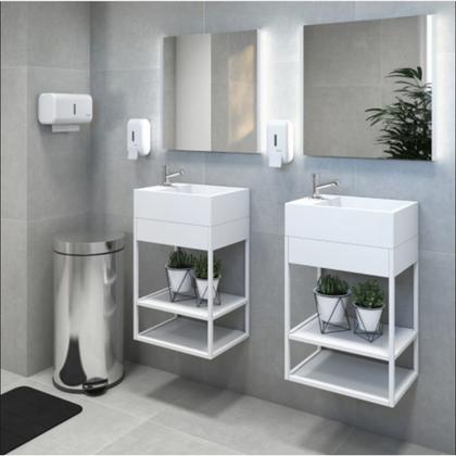 Imagem de Kit dispenser alcool gel + toalheiro urban branco premisse