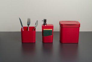 Imagem de Kit Dispenser Porta Detergente 650ml + Lixeira 2,5 Litros Cozinha Trium - Ou