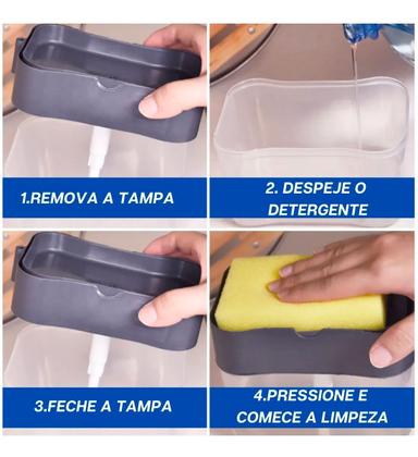 Imagem de Kit Dispenser Porta Detergente Pia Cozinha Suporte Esponja