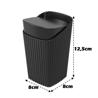 Imagem de      Kit Dispenser Sabonete Líquido Porta Cotonete Algodão De Banheiro New Square Preto - Coza