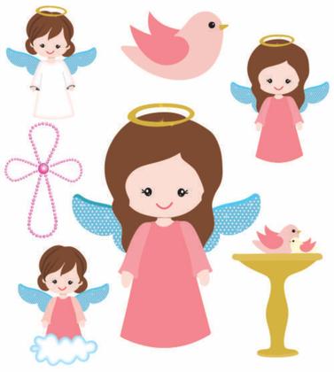 Imagem de Kit Display Batizado Anjinho Menina Totem Chão E 6 Displays