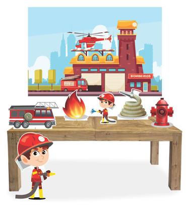 Imagem de Kit Display Bombeiro Cabelo Castanho Com 6 Peças + Painel