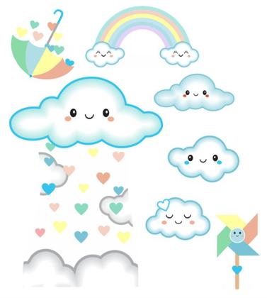 Imagem de Kit Display de chão e mesa totens festa Chuva de Benção amor Menino 7 Pçs