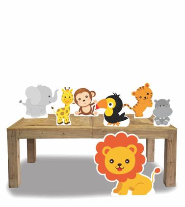 Imagem de kit Display festa Mdf Safari 1 Totem chão e 6 Displays 22cm
