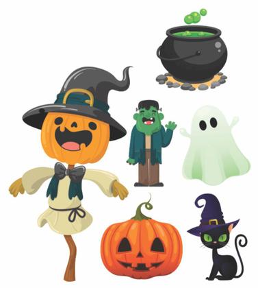 Imagem de Kit Display Mdf Halloween Com 6 Peças + Painel