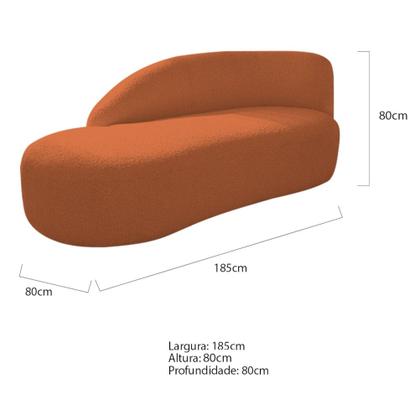 Imagem de Kit Divã Luna 185cm Lado Esquerdo e 02 Poltronas Base de Ferro Preto Suede Terracota