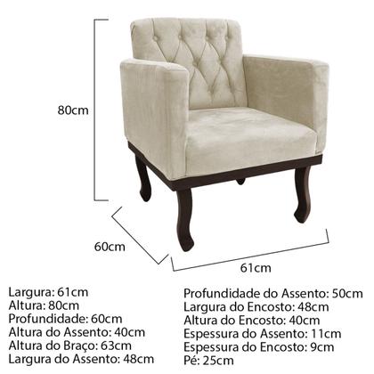 Imagem de Kit Diva Recamier Diana 130cm Lado Direito e 02 Poltronas Classic Linho - Amarena Móveis