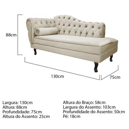 Imagem de Kit Diva Recamier Diana 130cm Lado Direito e 02 Poltronas Classic Linho - Amarena Móveis