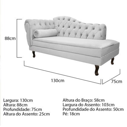 Imagem de Kit Diva Recamier Diana 130cm Lado Direito e 02 Poltronas Julia Corano - Doce Sonho Móveis