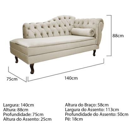 Imagem de Kit Diva Recamier Diana 140cm Lado Esquerdo e 02 Poltronas Classic Linho - Amarena Móveis
