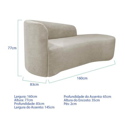 Imagem de Kit Divã Recamier Orgânico França 160cm Lado Direito e Poltrona Amore Linho