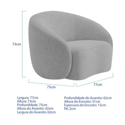 Imagem de Kit Divã Recamier Orgânico França 160cm Lado Direito e Poltrona Amore Linho