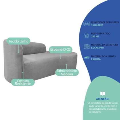 Imagem de Kit Divã Recamier Orgânico França 160cm Lado Direito e Poltrona Amore Linho