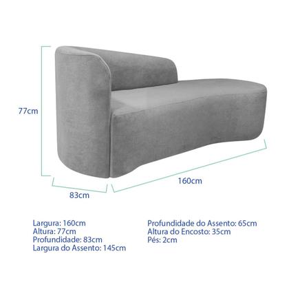 Imagem de Kit Divã Recamier Orgânico França 160cm Lado Direito e Poltrona Amore Linho