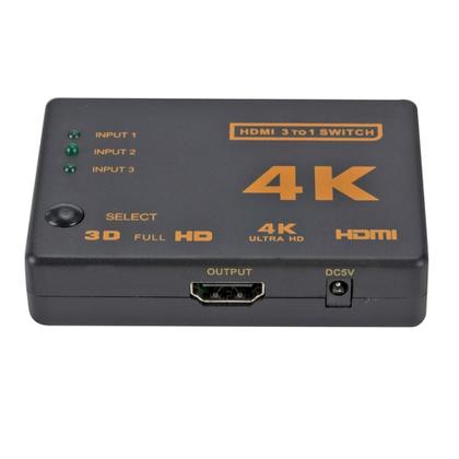 Imagem de Kit Divisor Switch HDMI com Cabo HUB 3x1 4K Chaveador Controle Remoto