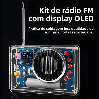 Imagem de Kit DIY De Rádio FM Com Display OLED Módulo RDA5807 87-108MHz Função De Busca Automática E
