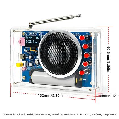 Imagem de Kit DIY De Rádio FM Com Display OLED Módulo RDA5807 87-108MHz Função De Busca Automática E
