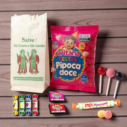 Imagem de Kit Doces Cosme e Damião Crianças com 50 Saquinhos papel